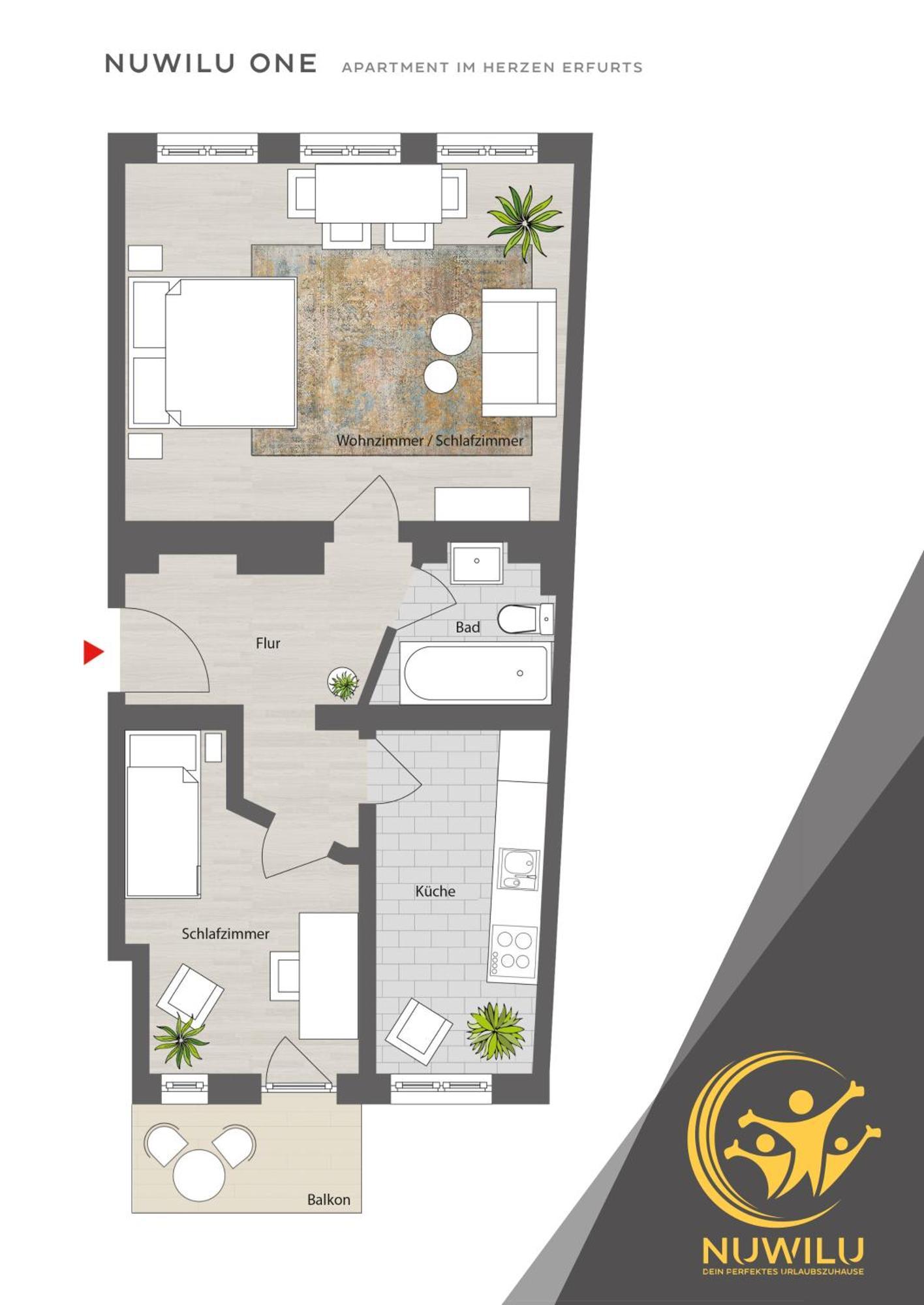 Nuwilu One - Apartment Mit Balkon Im Herzen Erfurts - Magenta Tv- Netflix - Disney Buitenkant foto